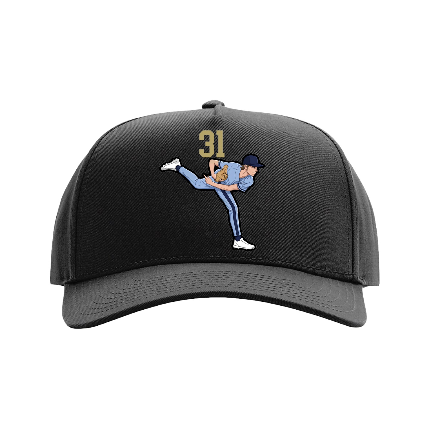 Full Fabric Five-Panel Champ Cap — Number Top in Black