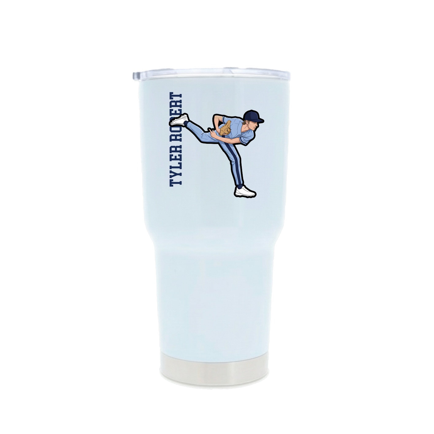 30oz Stainless Steel Tumbler — Name Vertical in White