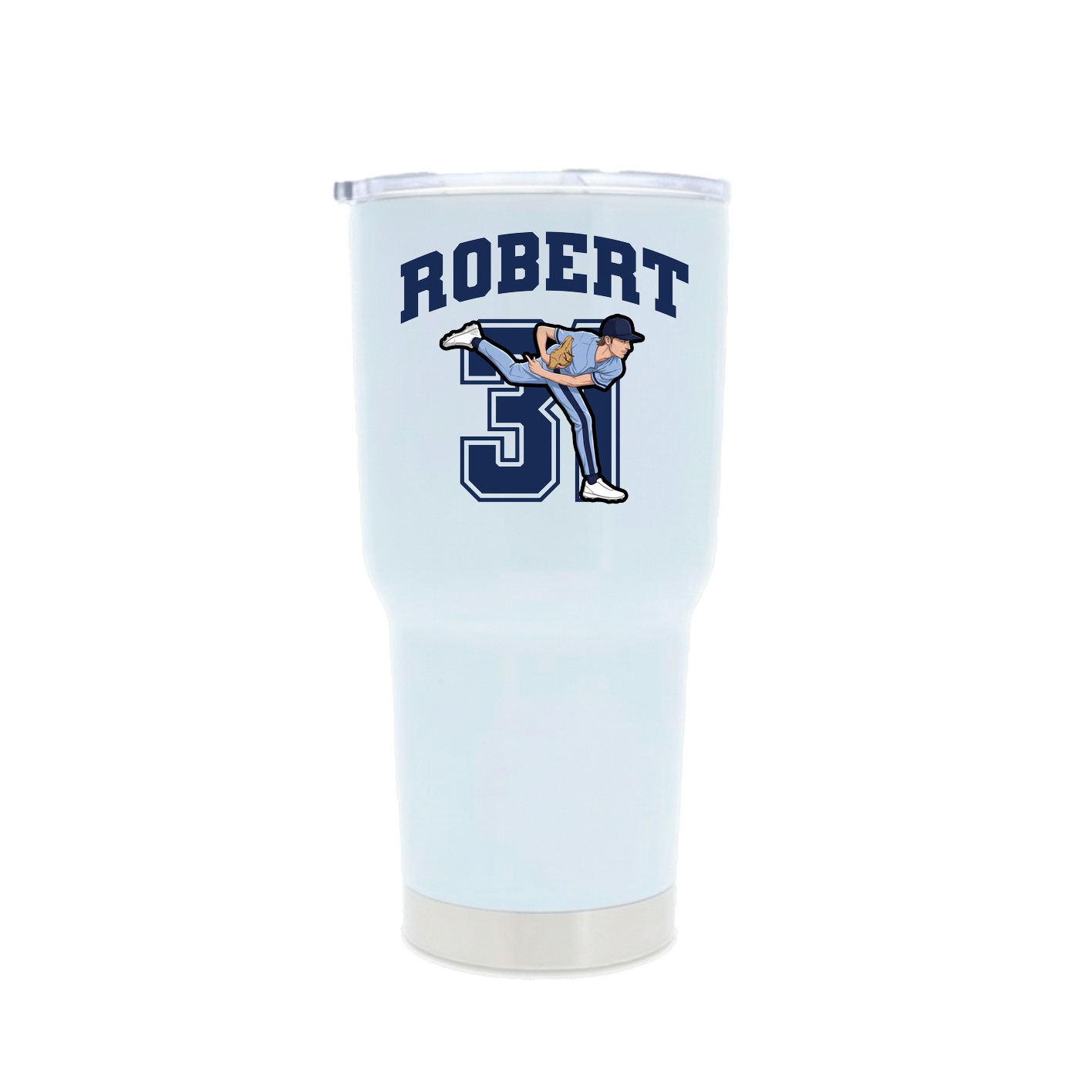 30oz Stainless Steel Tumbler — Number in White