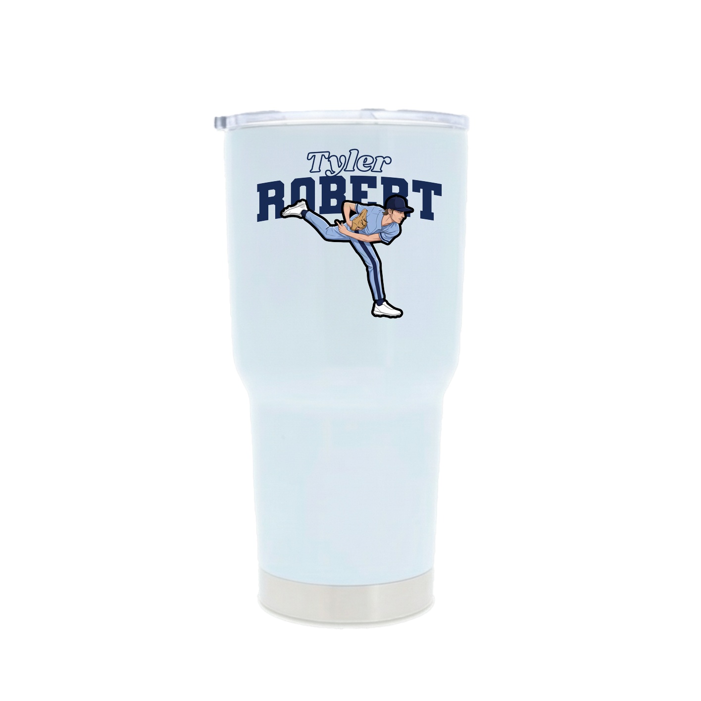 30oz Stainless Steel Tumbler — Name Arch in White