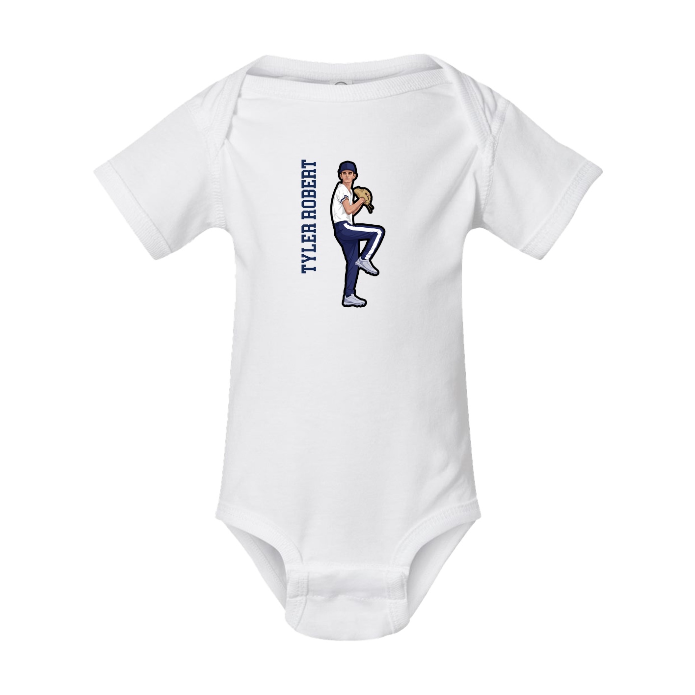 Baby Onesie — Name Vertical in White