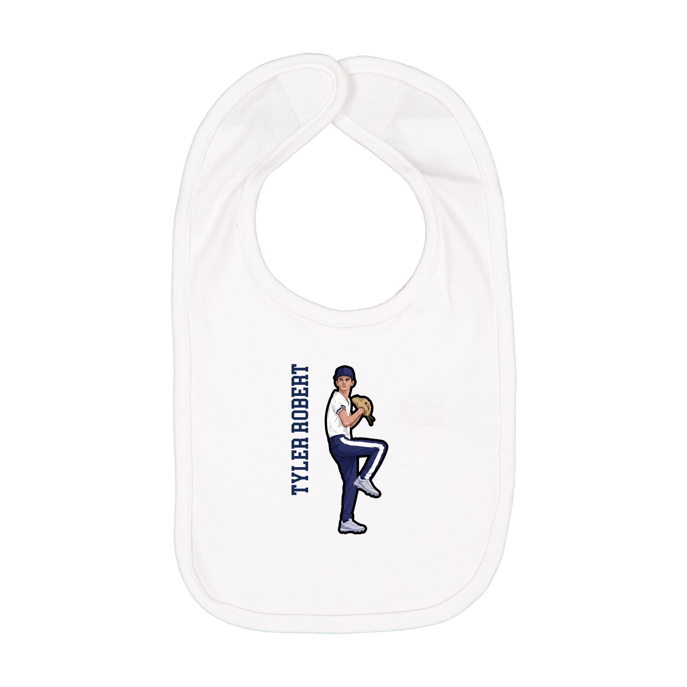 Infant Bib — Name Vertical in White
