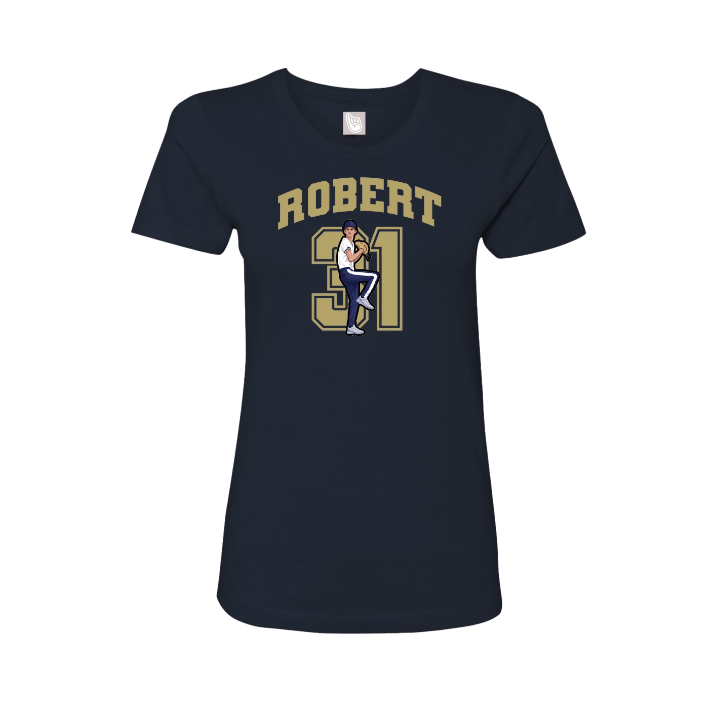 Fitted Women's Tee — Number in Navy