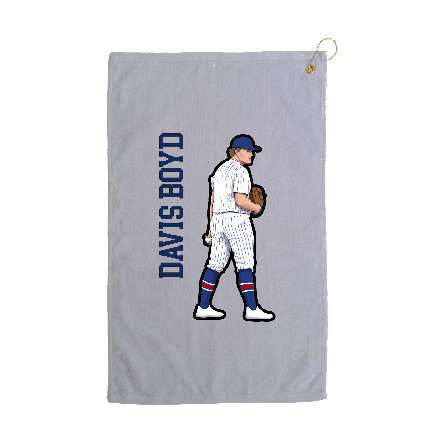 Golf Towel — Name Vertical in Grey