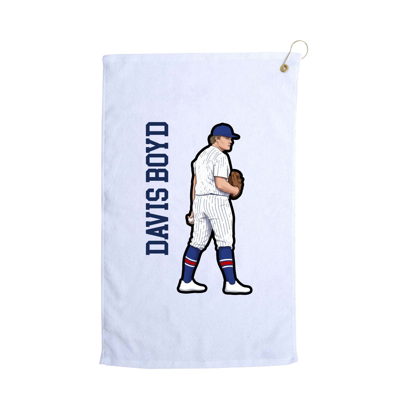 Golf Towel — Name Vertical in White