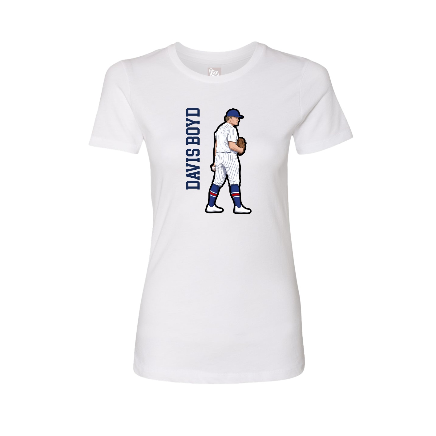 Fitted Women's Tee — Name Vertical in White