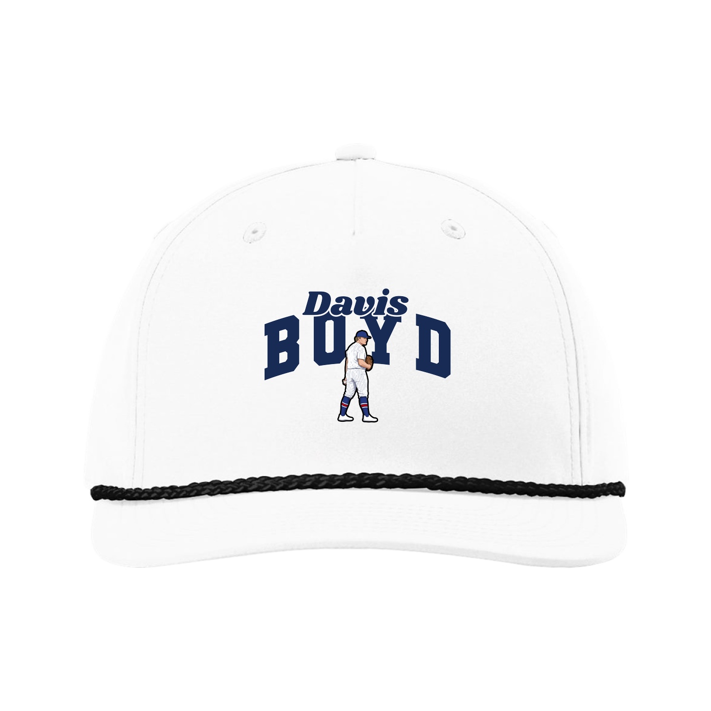 Five-Panel Classic Rope Cap — Signature Arch in White