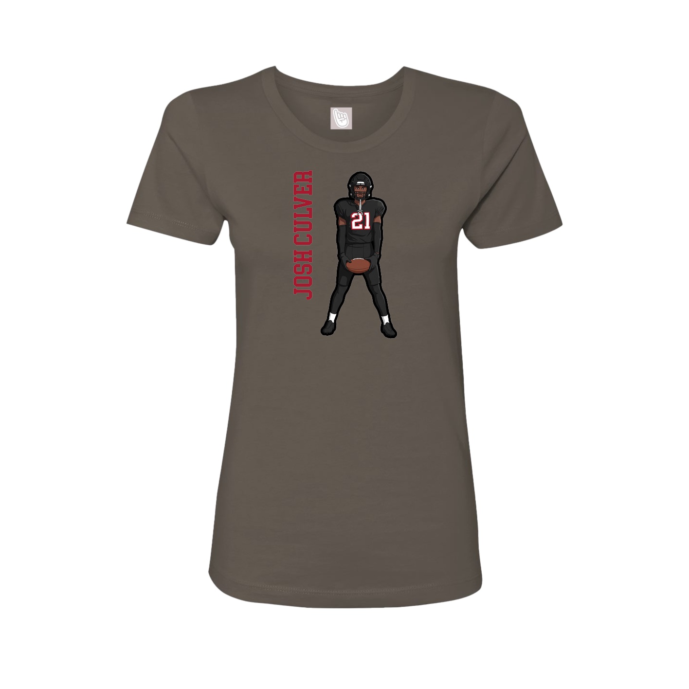 Fitted Women's Tee — Name Vertical in Grey