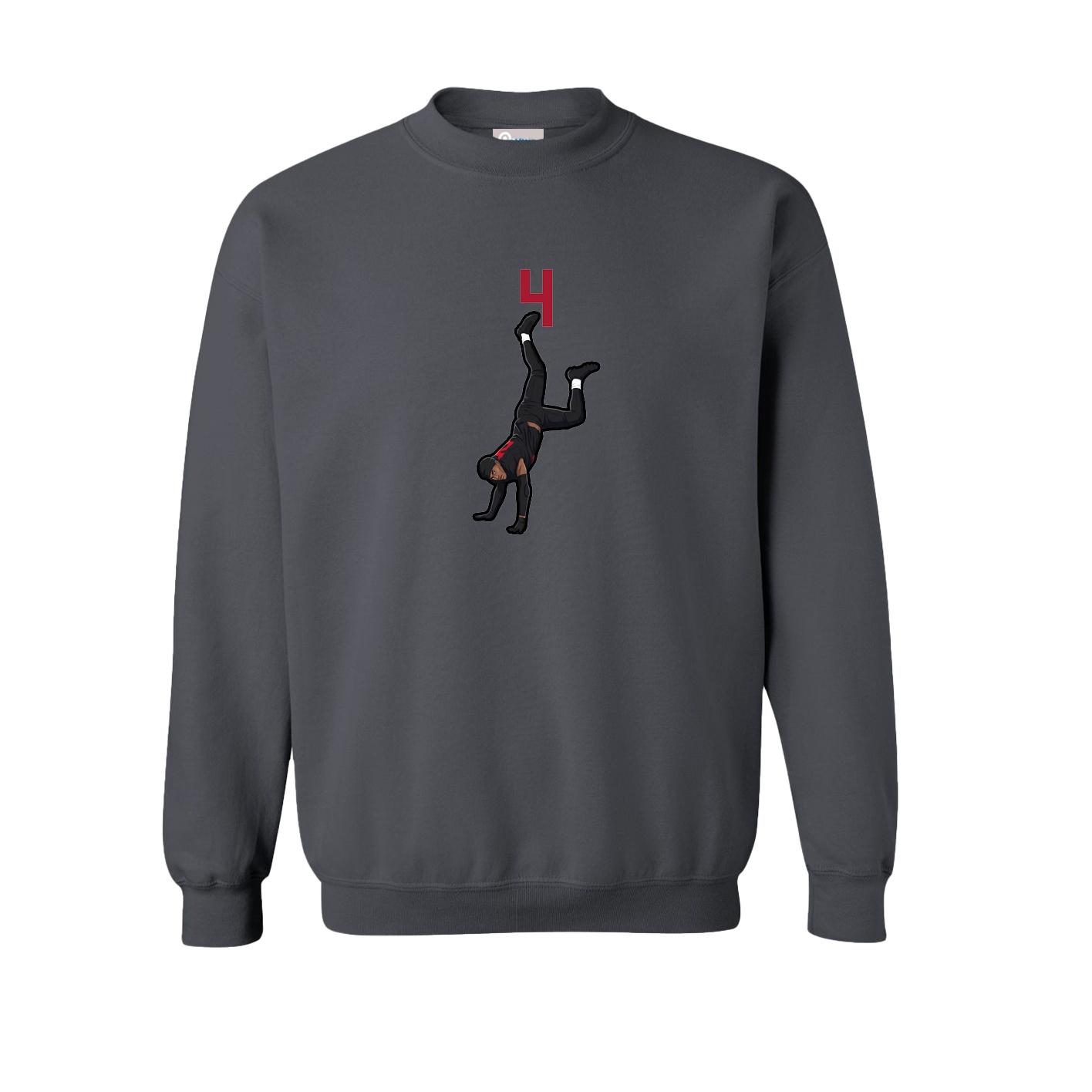 Fleece Crew — Number Top in Grey