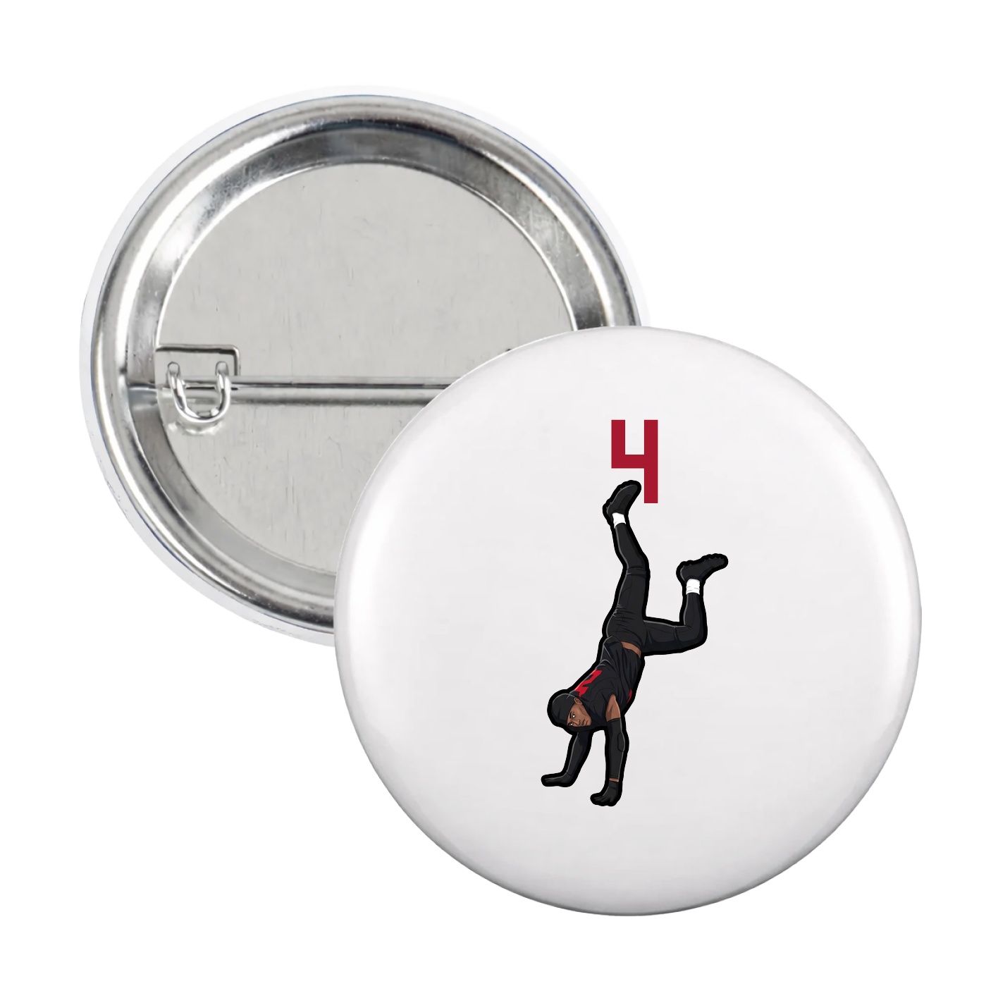 Game Day Button — Number Top in White
