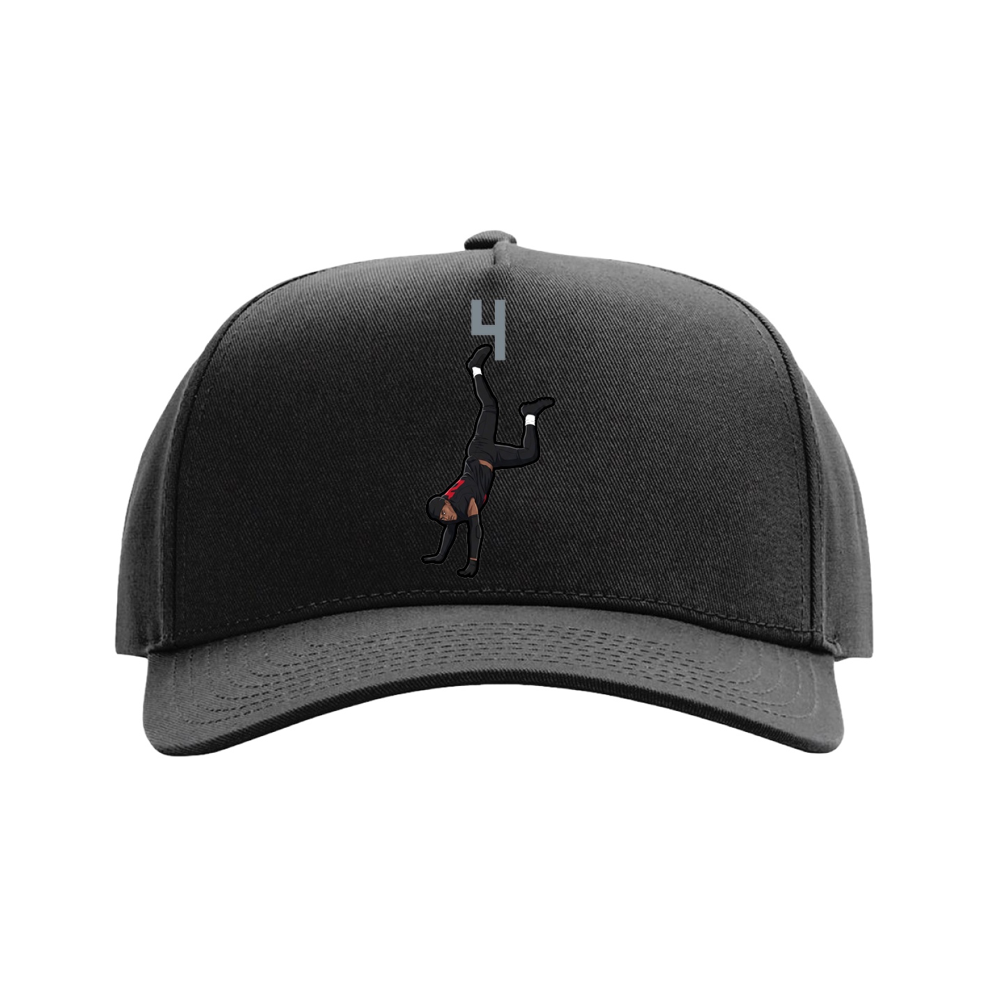 Full Fabric Five-Panel Champ Cap — Number Top in Black