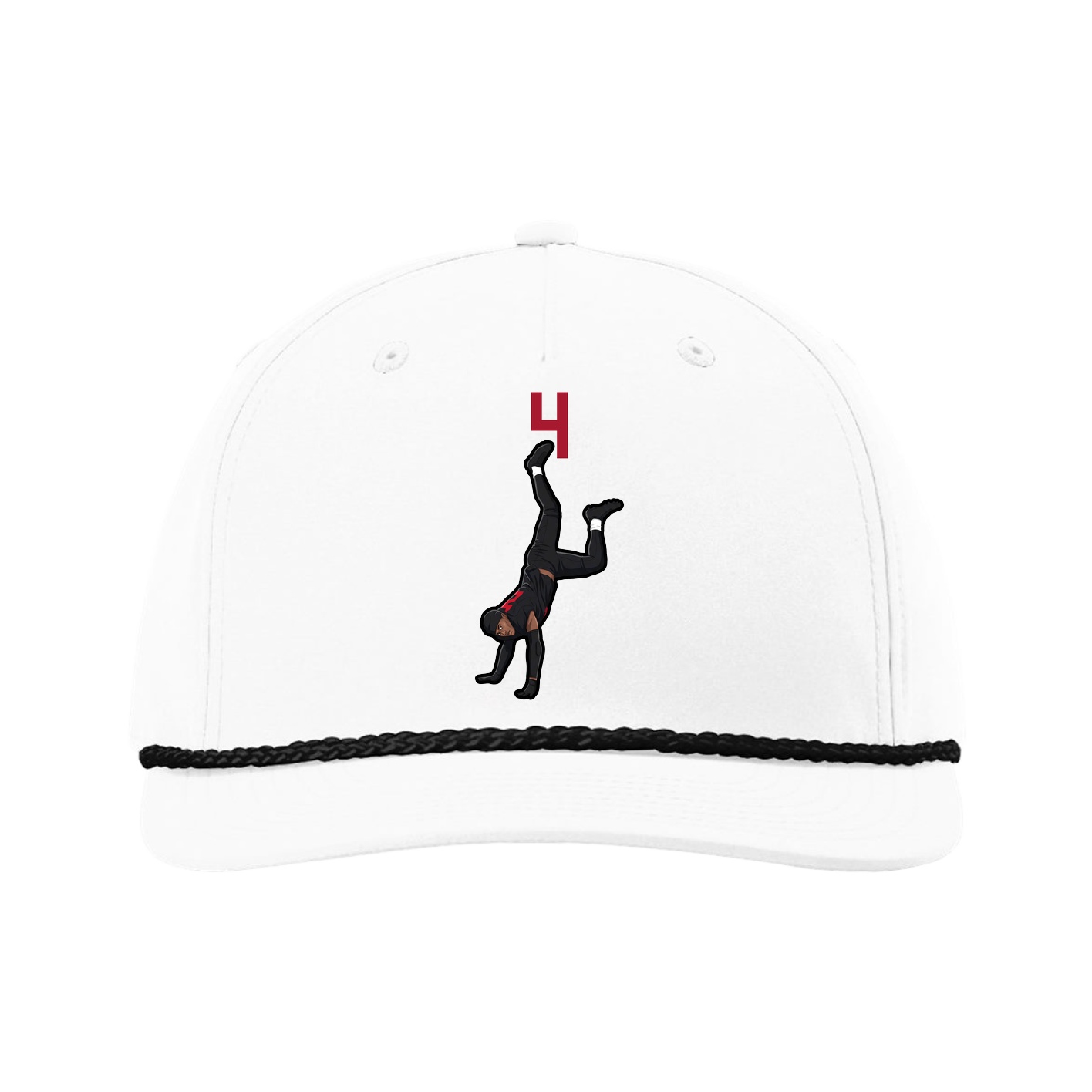 Five-Panel Classic Rope Cap — Number Top in White