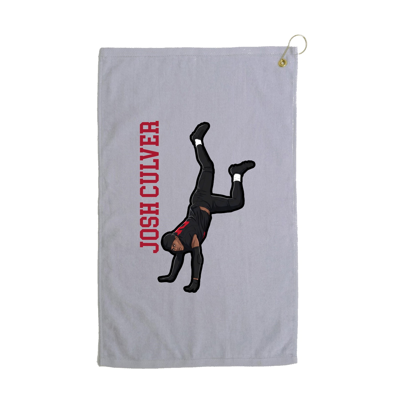Golf Towel — Name Vertical in Grey