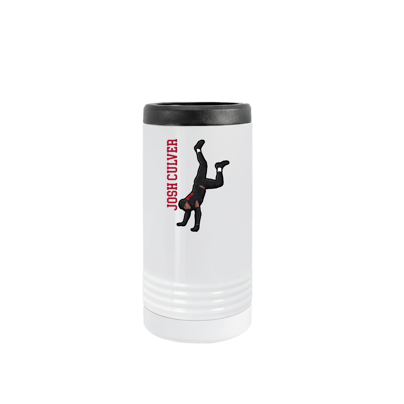 Slim Beverage Holder — Name Vertical in White