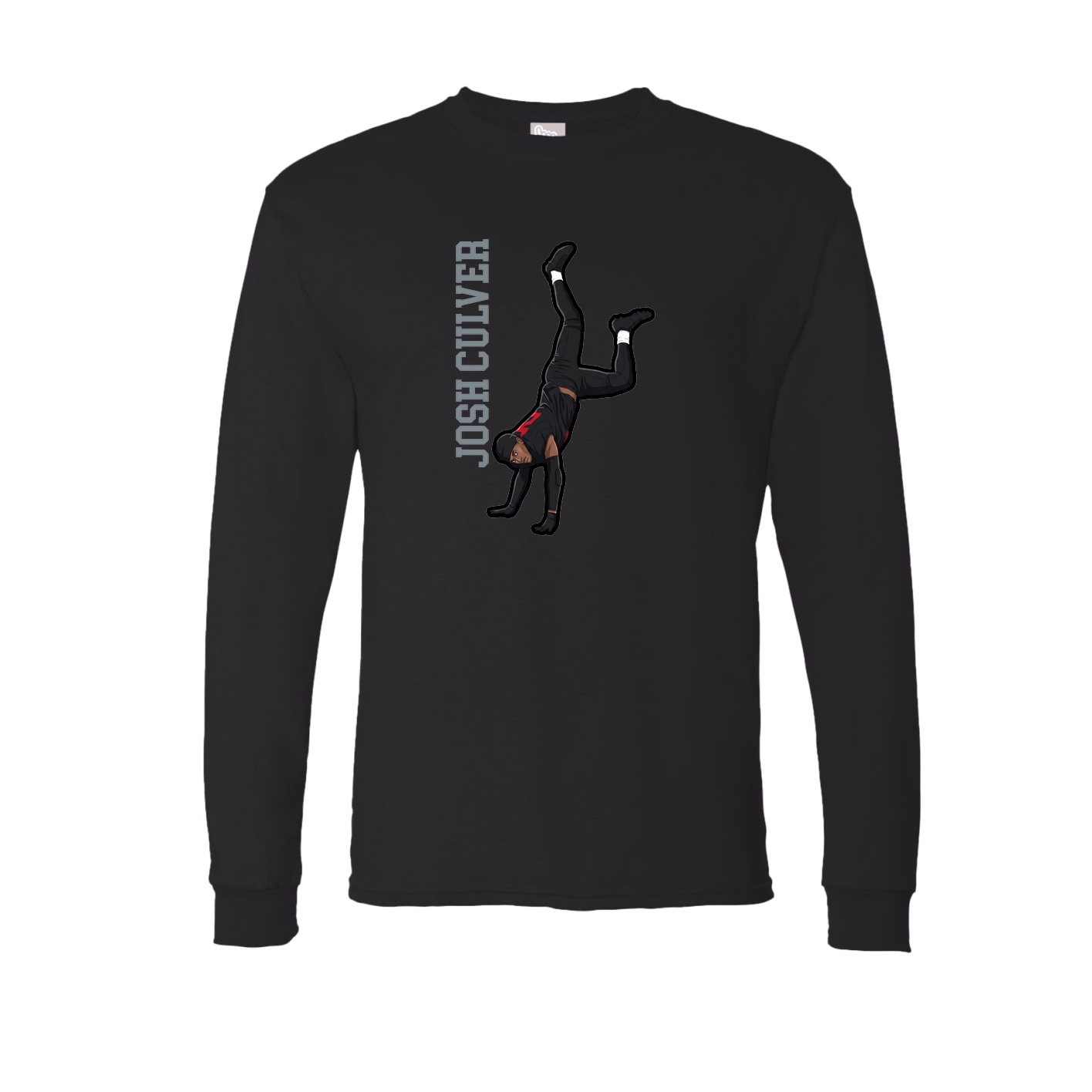 Long Sleeve Tee — Name Vertical in Black