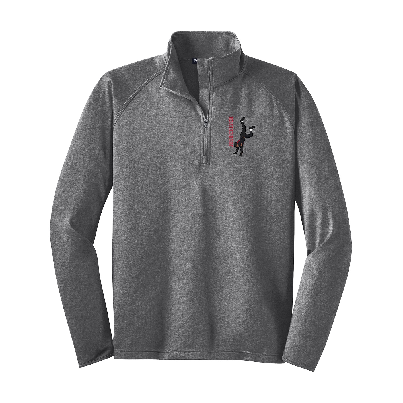 Q-Zip Pullover — Name Vertical in Grey