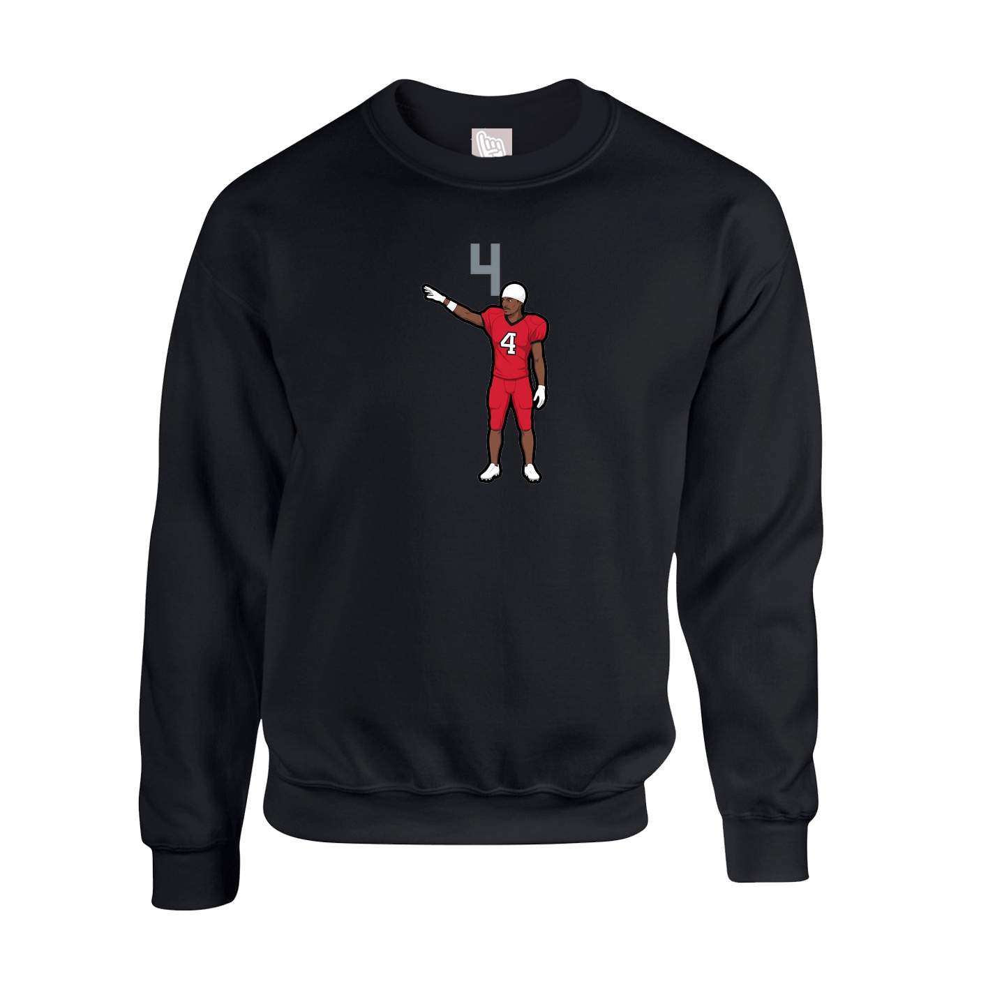 Fleece Crew — Number Top in Black