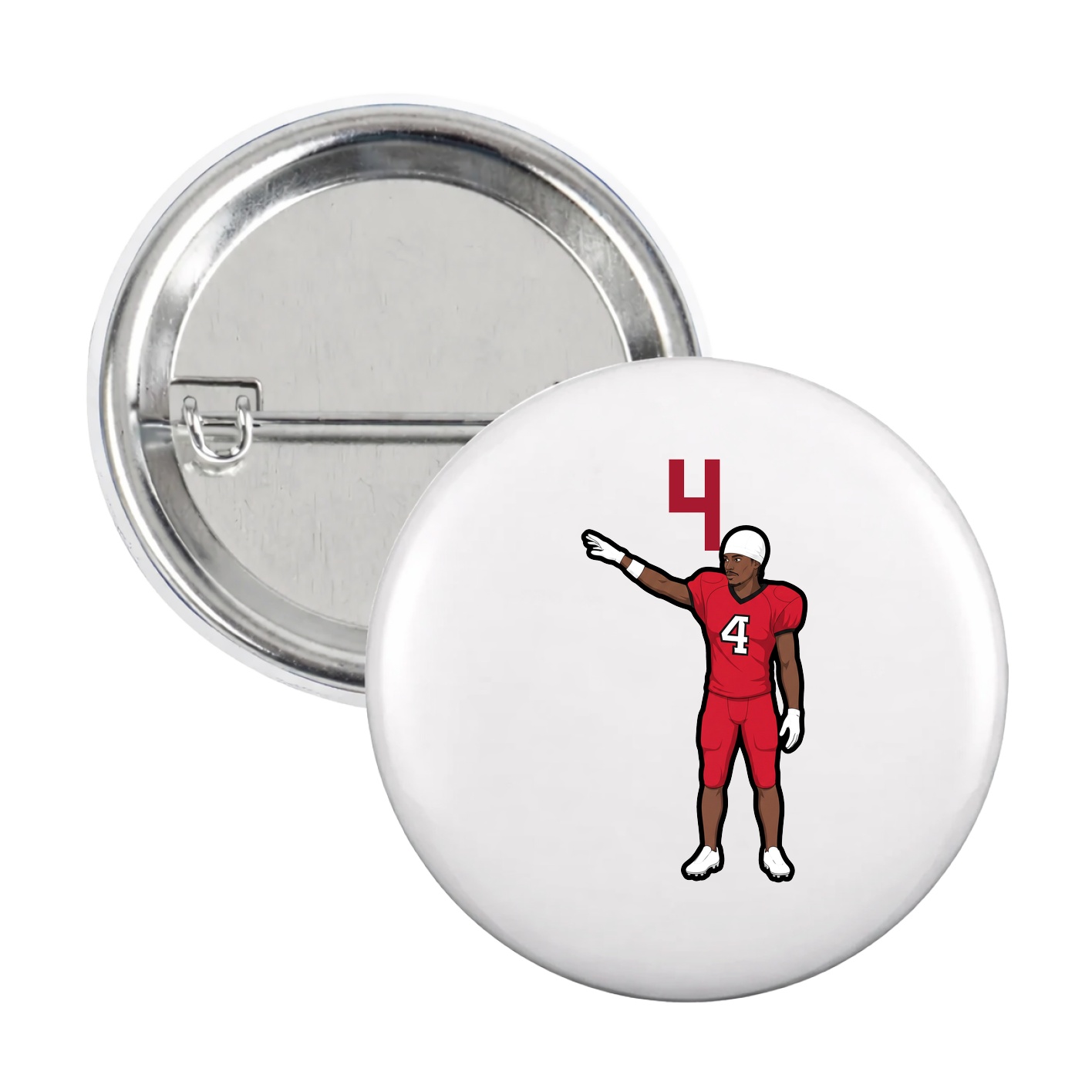 Game Day Button — Number Top in White