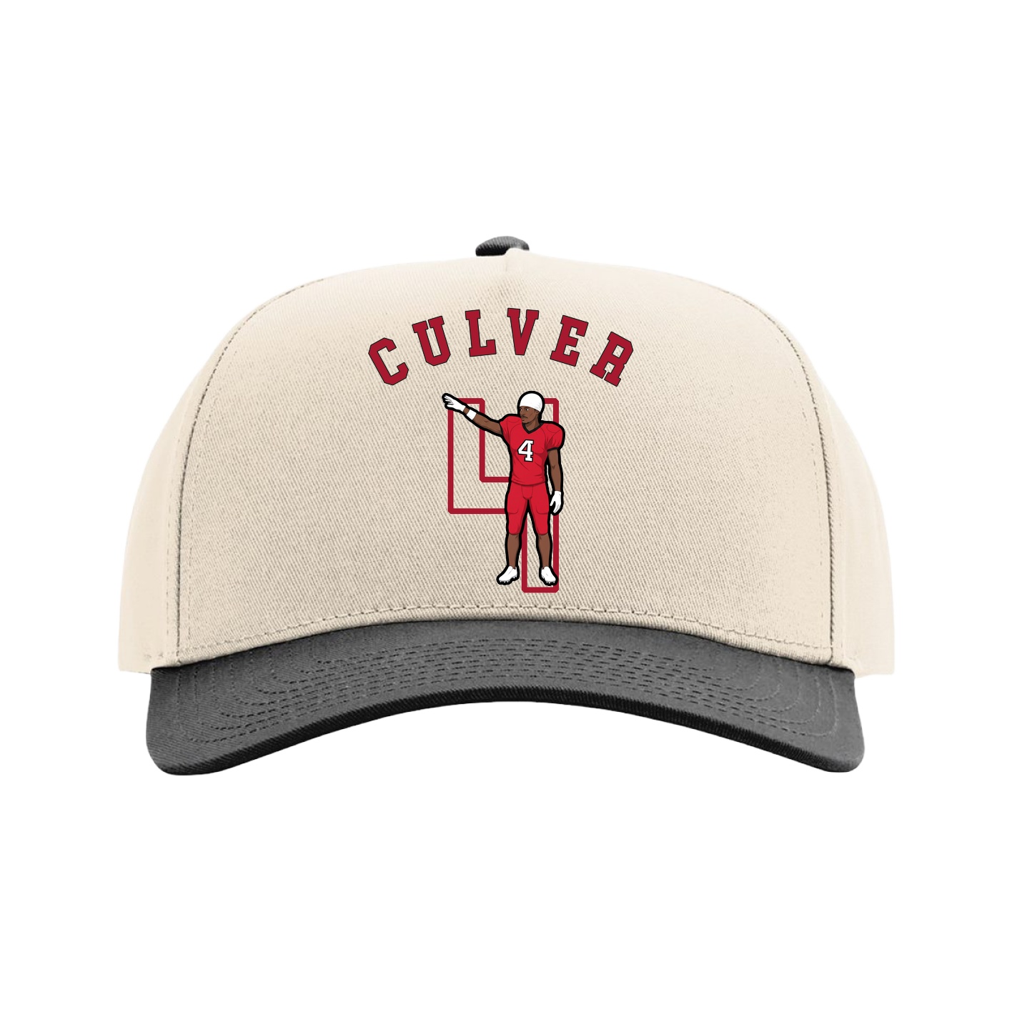 Full Fabric Five-Panel Champ Cap — Shirsey Arch in Cream/Black