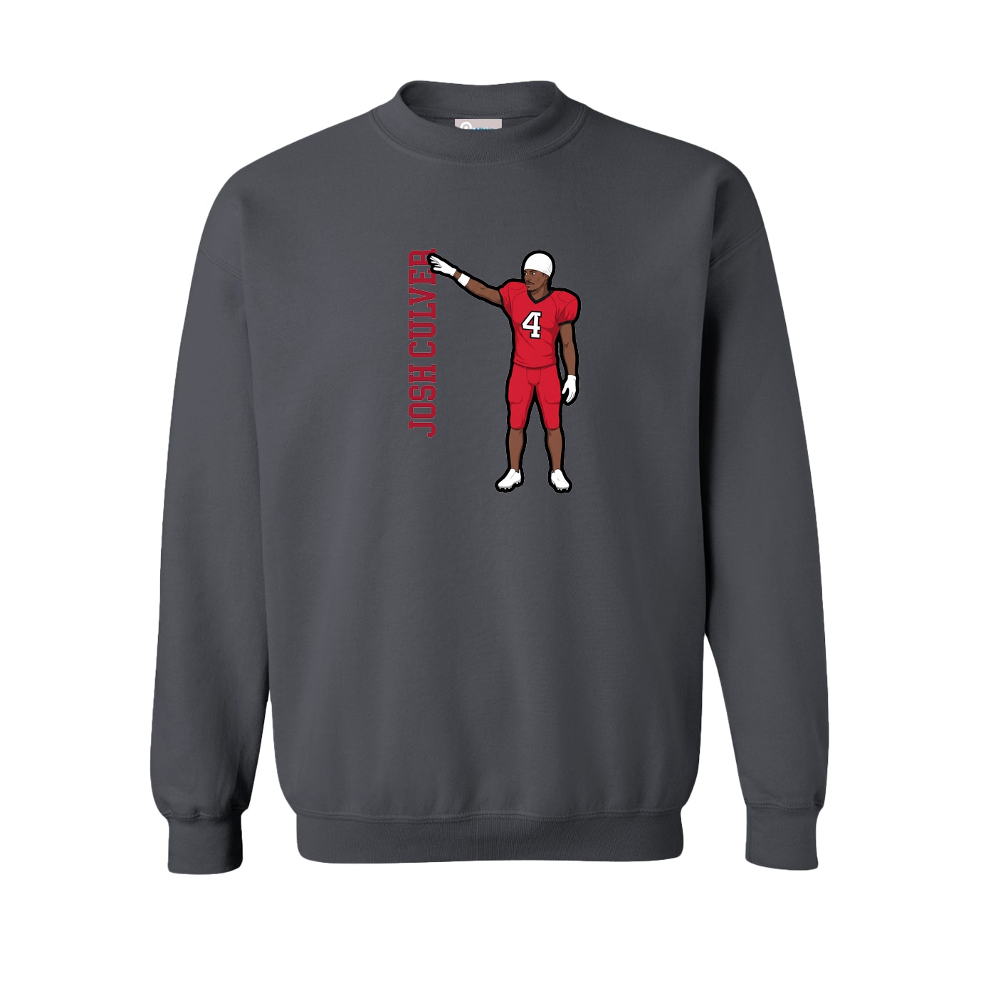 Fleece Crew — Name Vertical in Grey