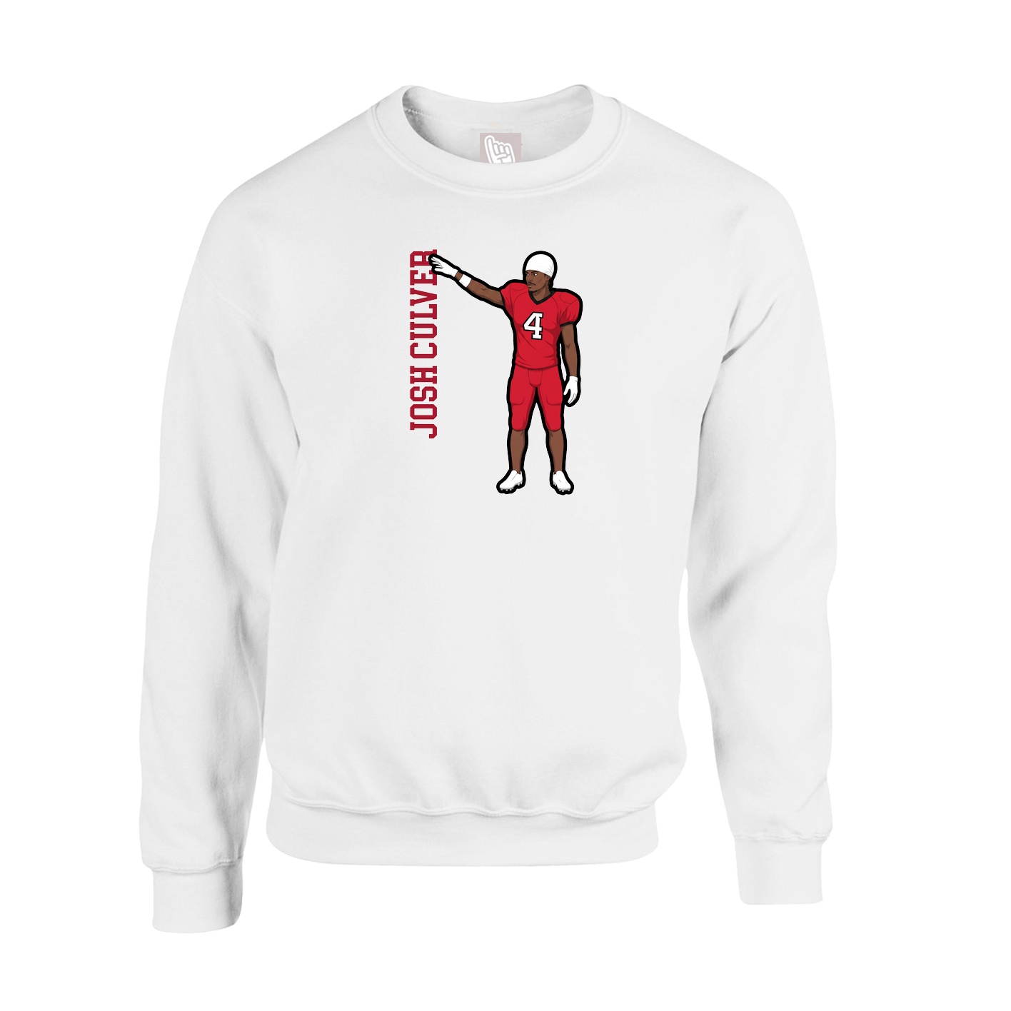 Fleece Crew — Name Vertical in White