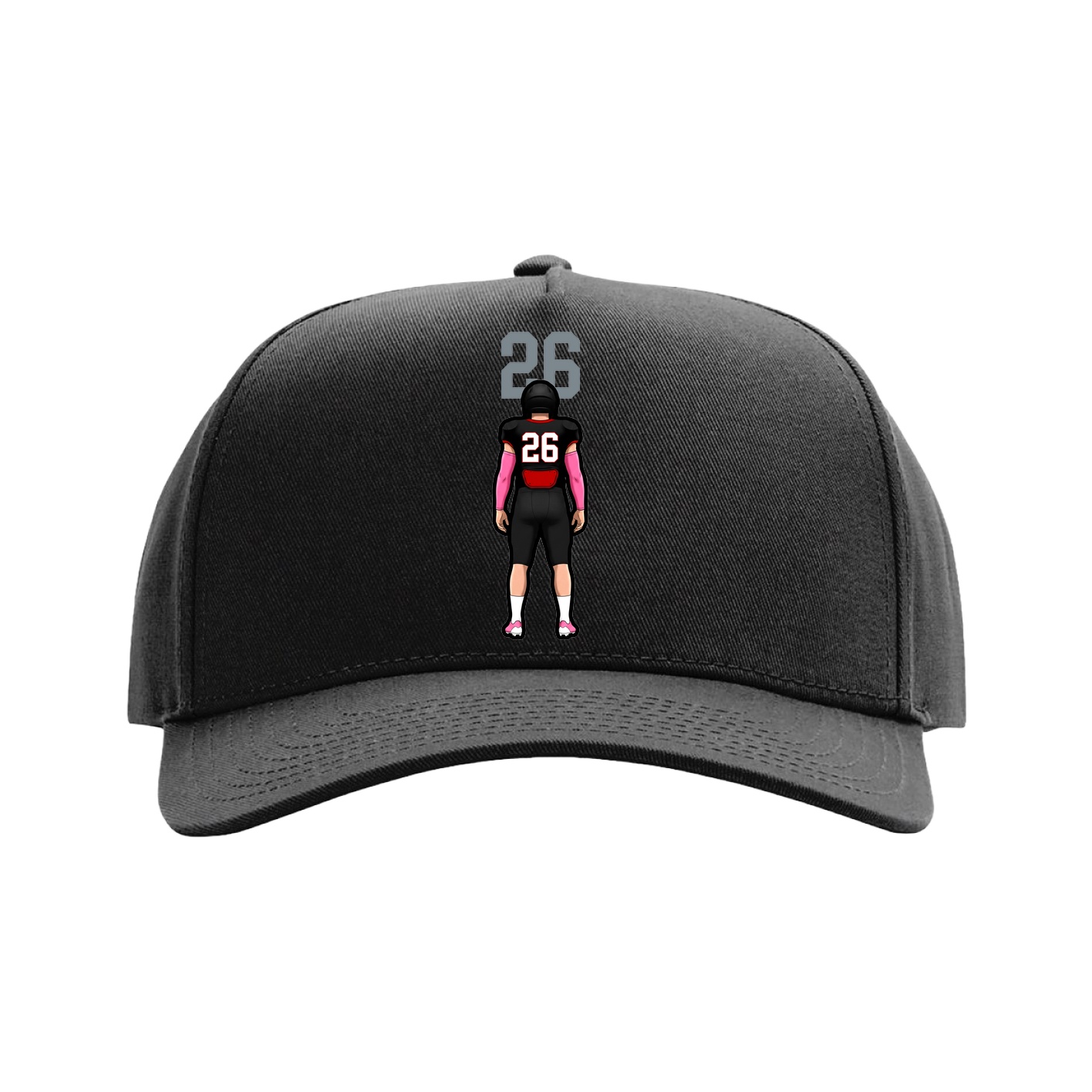 Full Fabric Five-Panel Champ Cap — Number Top in Black