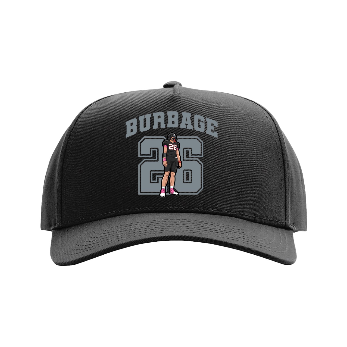 Full Fabric Five-Panel Champ Cap — Number in Black