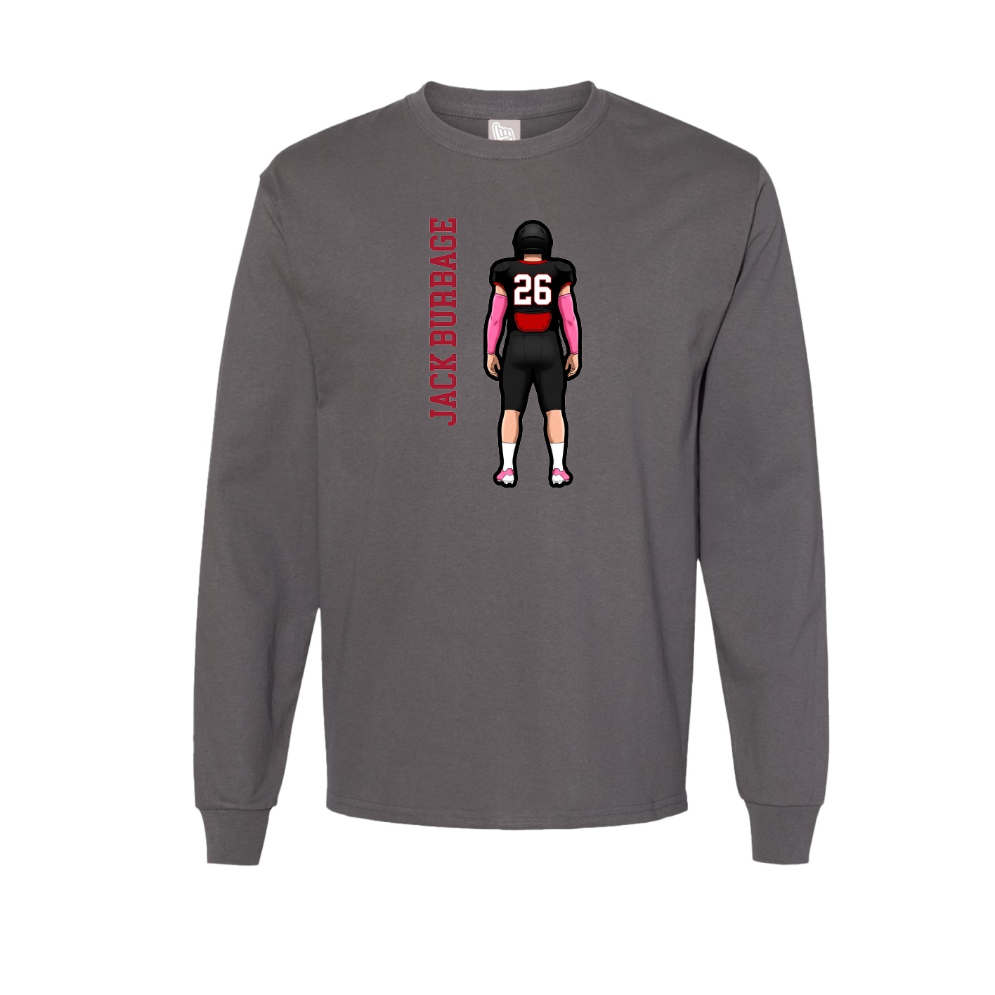 Long Sleeve Tee — Name Vertical in Grey