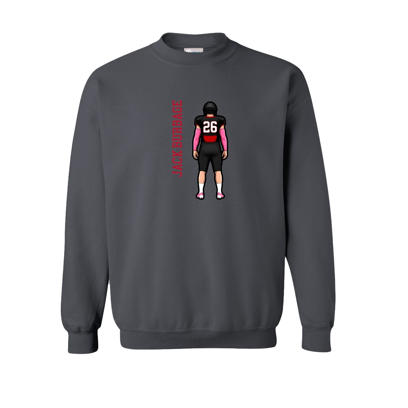 Fleece Crew — Name Vertical in Grey