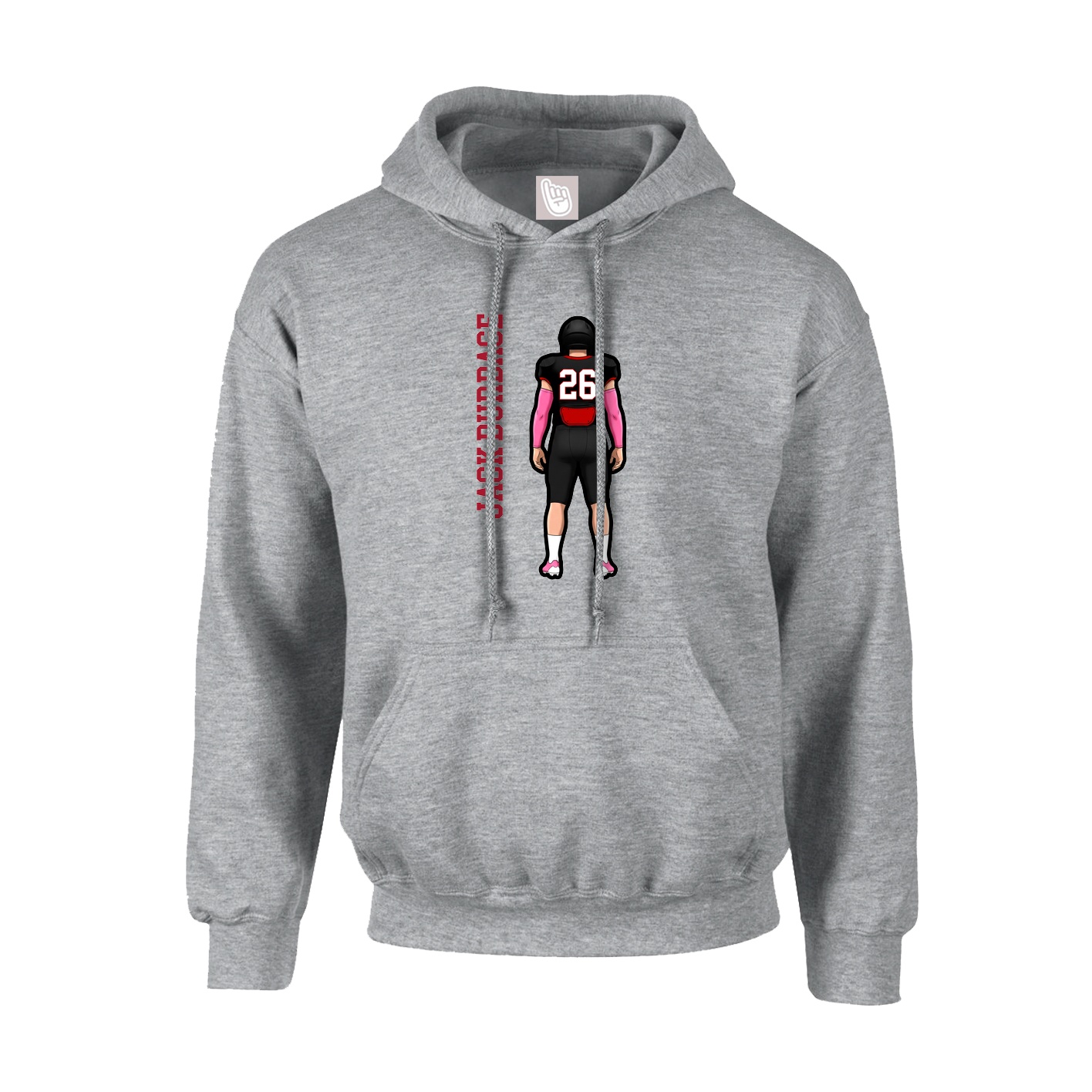 Youth Hoodie — Name Vertical in Grey