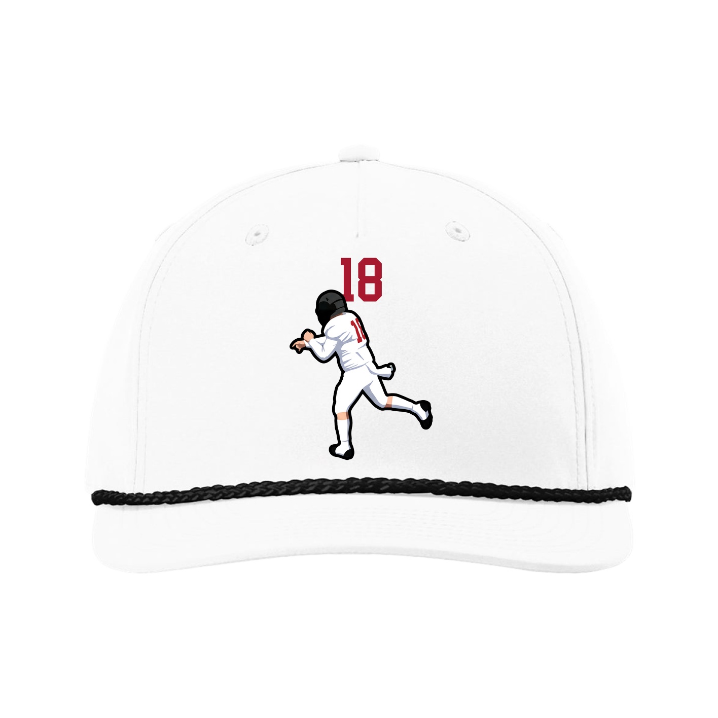 Five-Panel Classic Rope Cap — Number Top in White