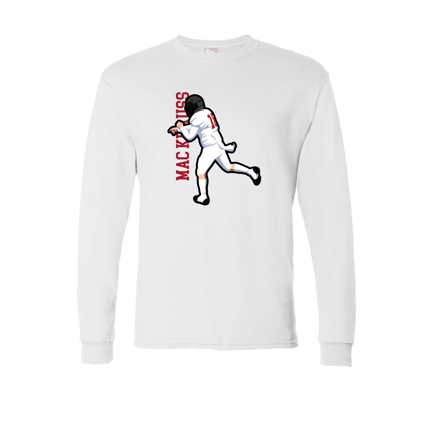 Long Sleeve Tee — Name Vertical in White