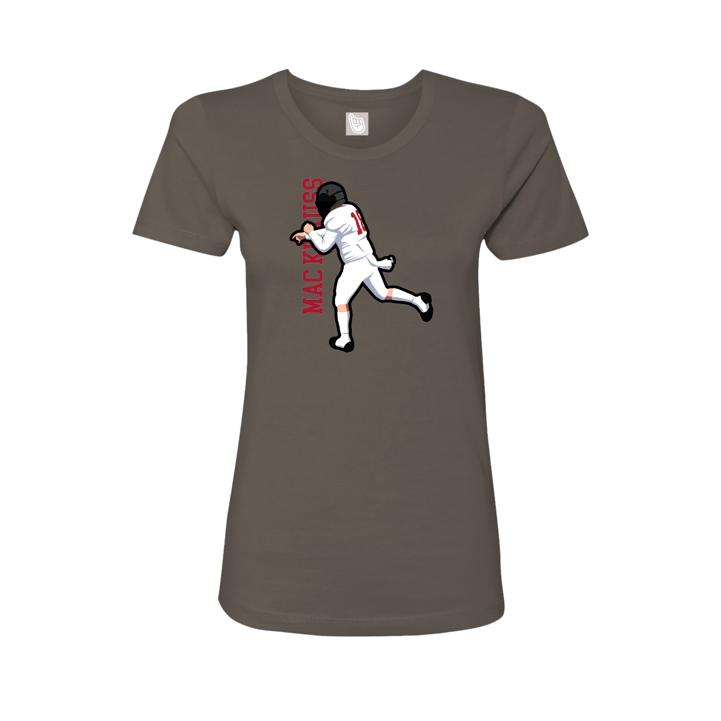 Fitted Women's Tee — Name Vertical in Grey