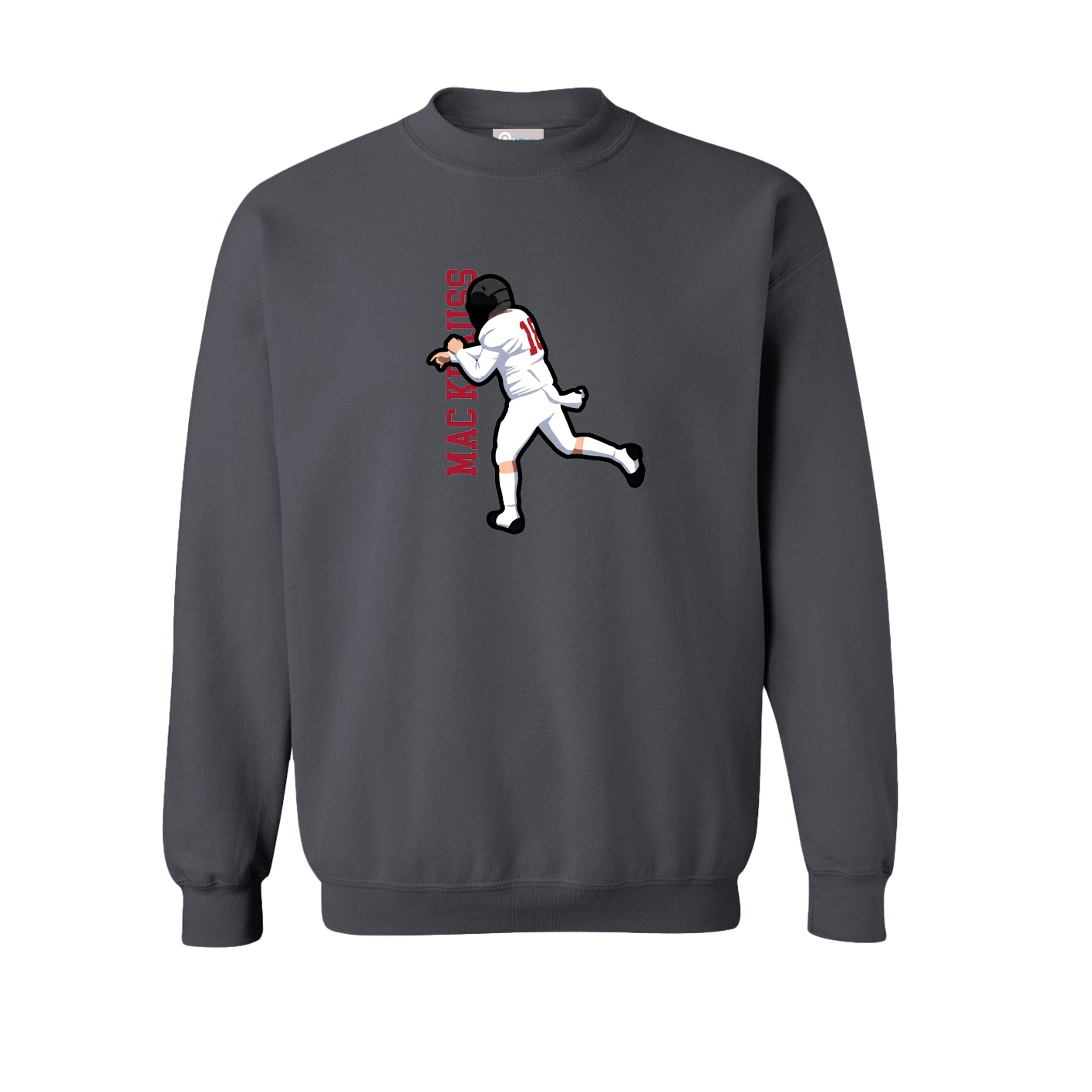 Fleece Crew — Name Vertical in Grey