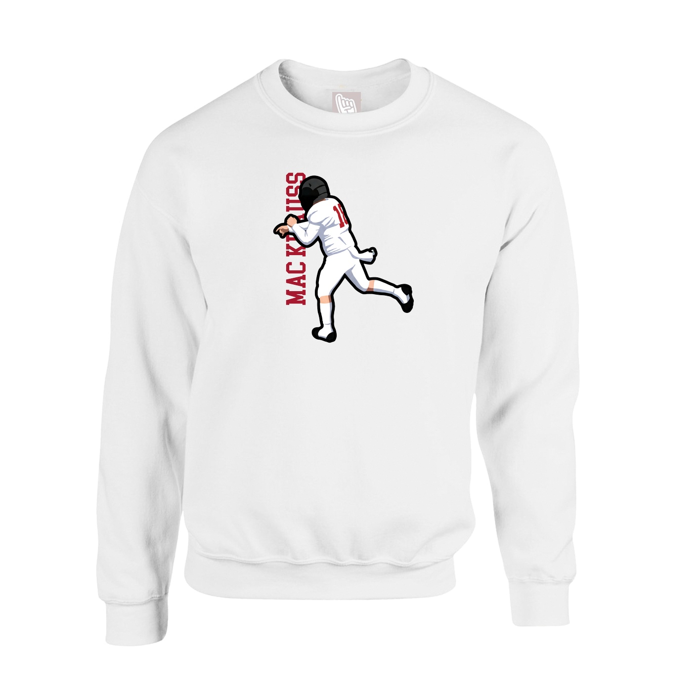 Fleece Crew — Name Vertical in White