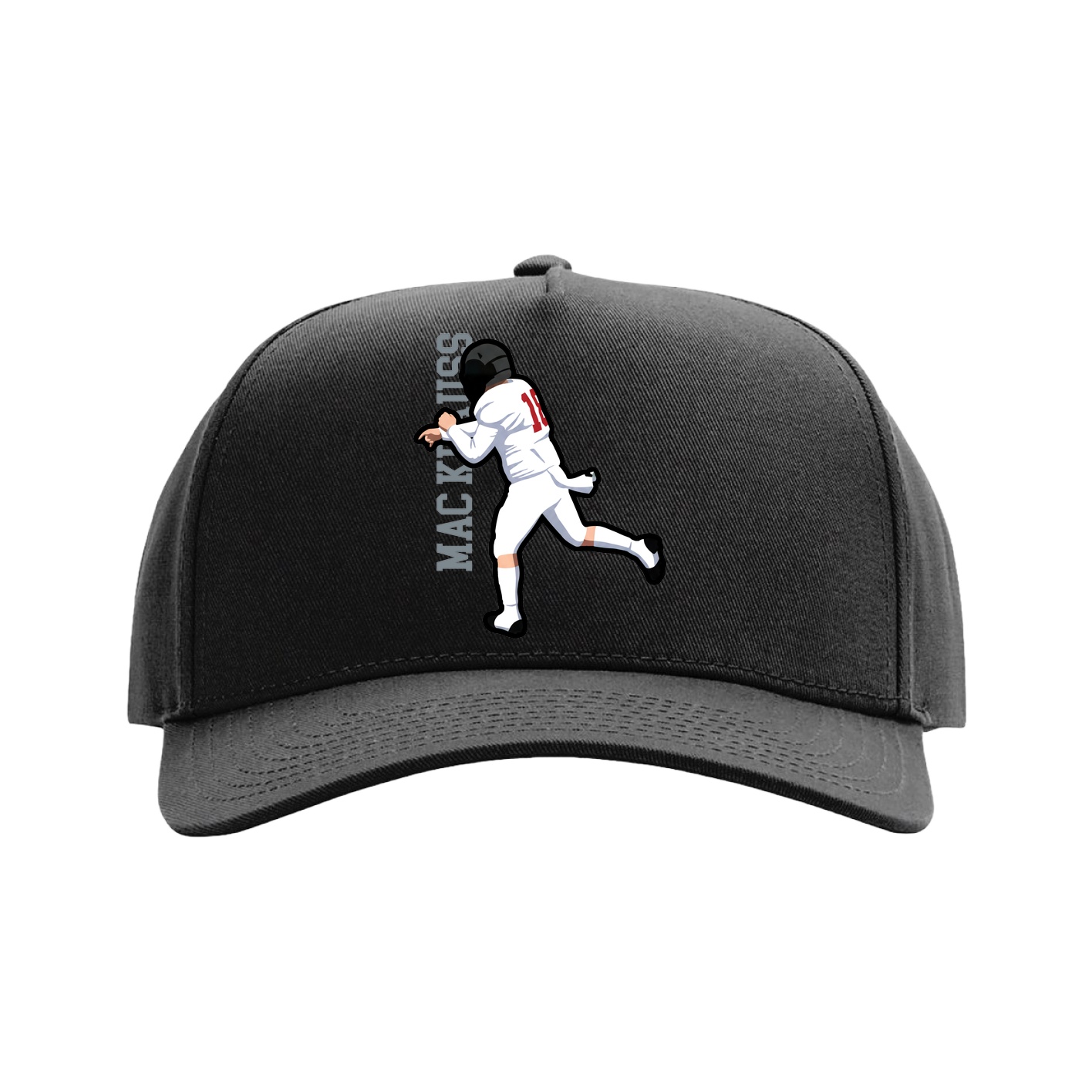 Full Fabric Five-Panel Champ Cap — Name Vertical in Black