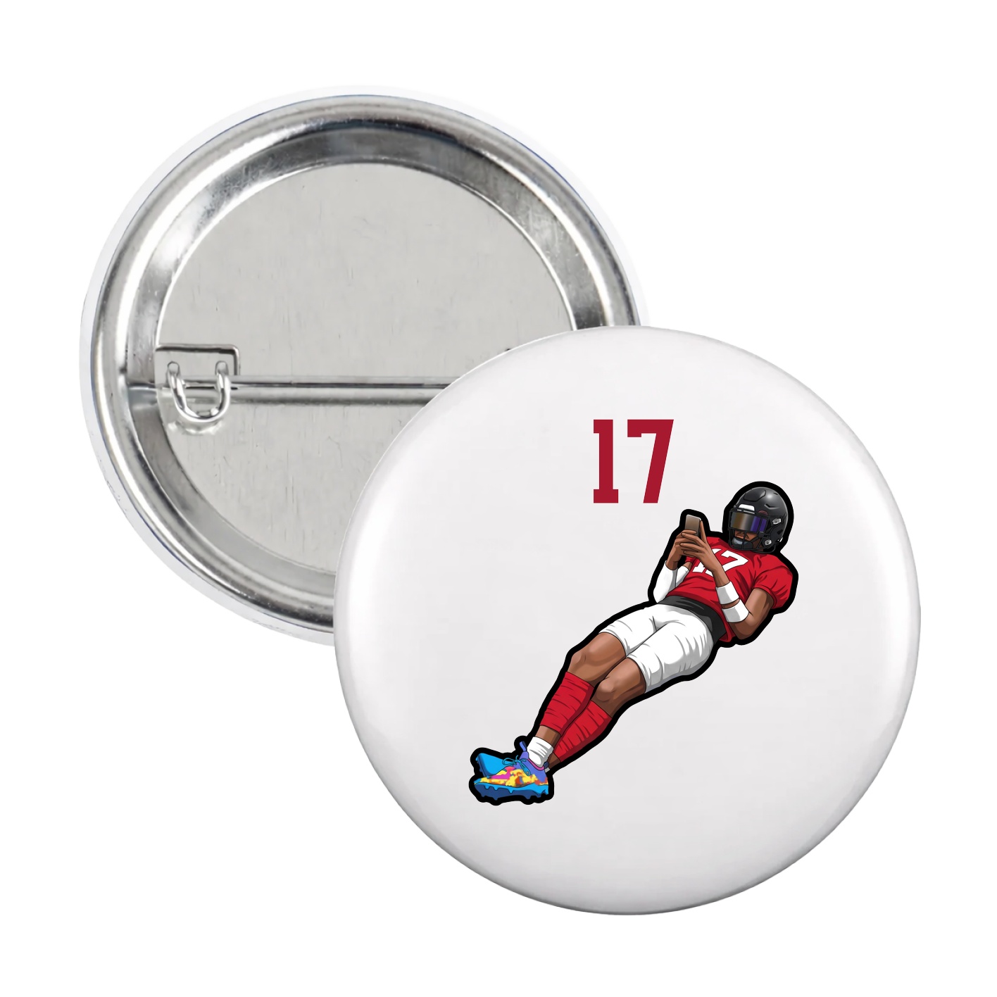 Game Day Button — Number Top in White