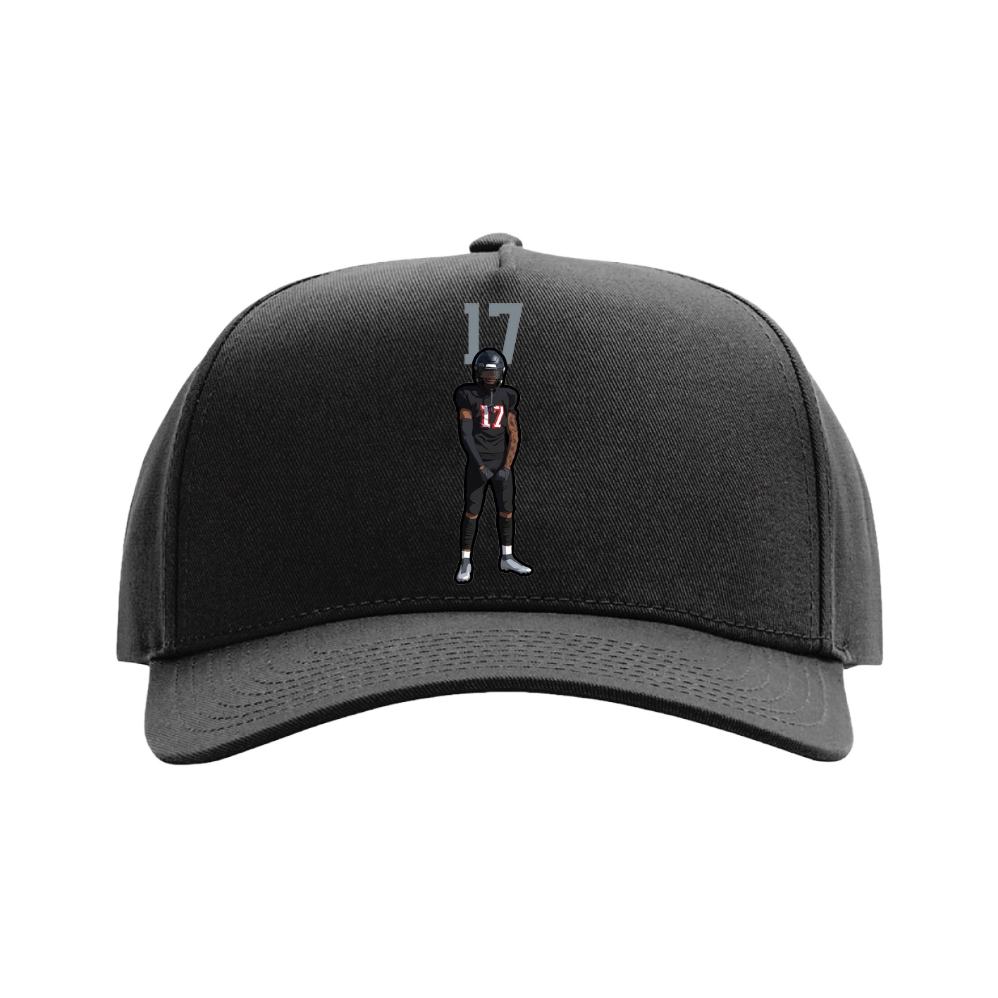 Full Fabric Five-Panel Champ Cap — Number Top in Black