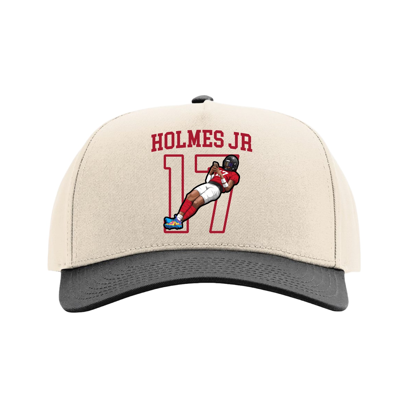 Full Fabric Five-Panel Champ Cap — Shirsey in Cream/Black