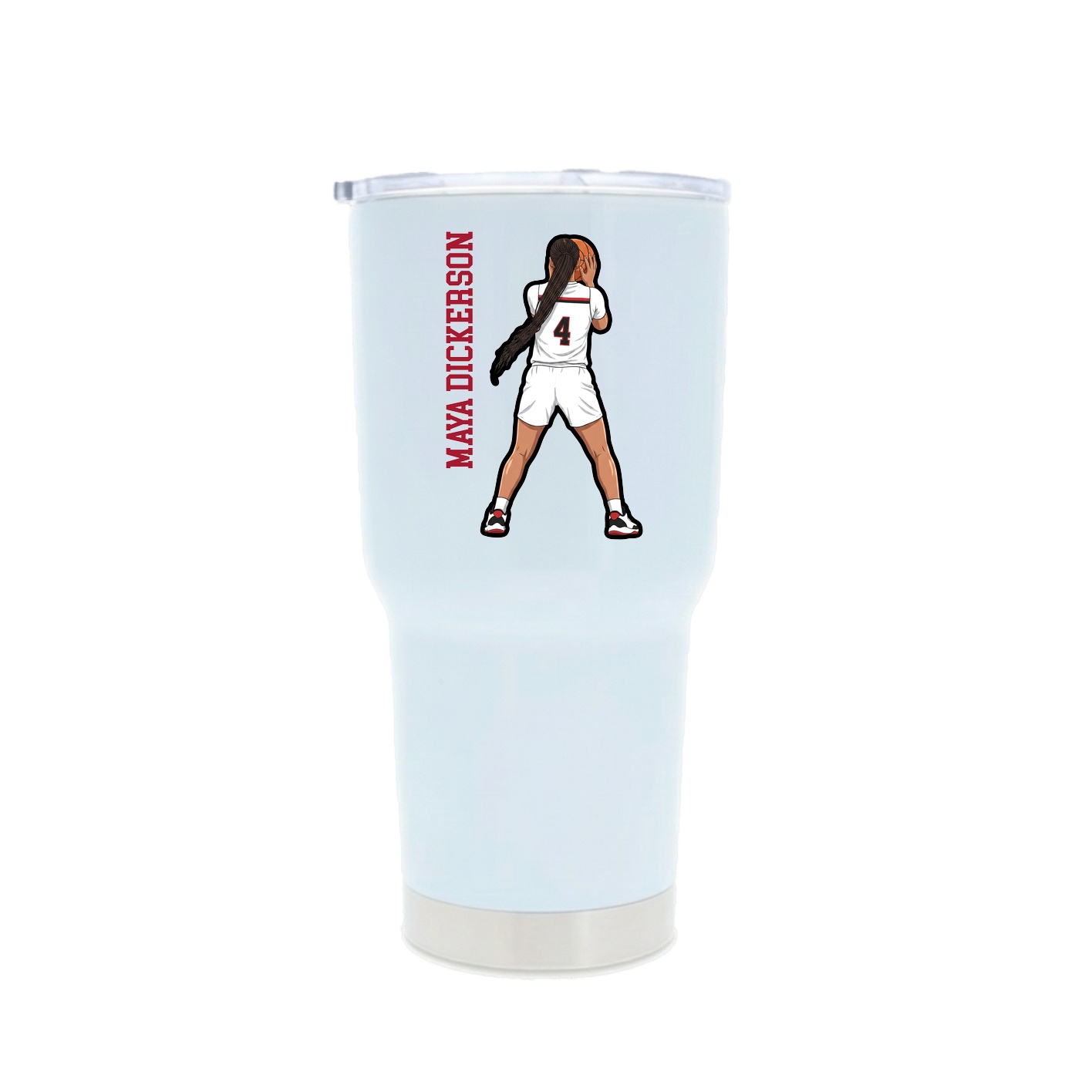 30oz Stainless Steel Tumbler — Name Vertical in White