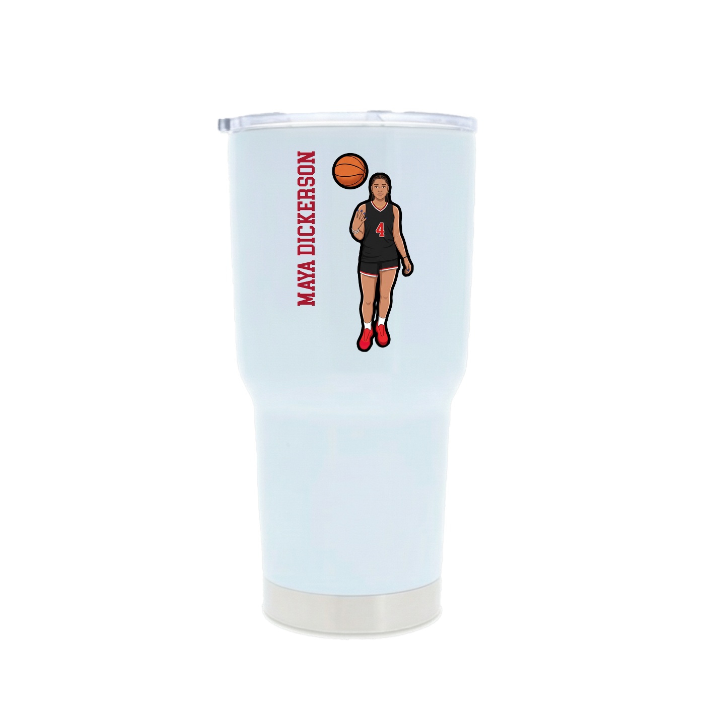 30oz Stainless Steel Tumbler — Name Vertical in White