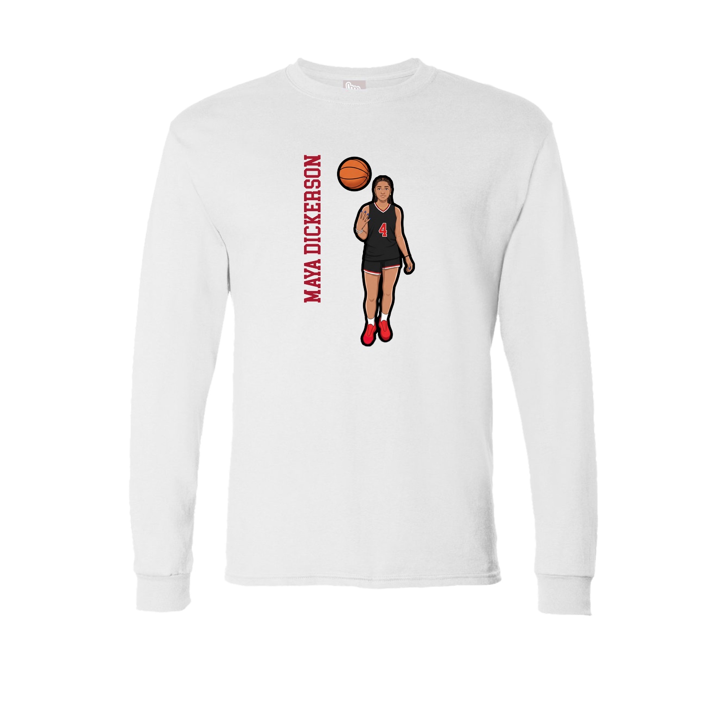 Long Sleeve Tee — Name Vertical in White