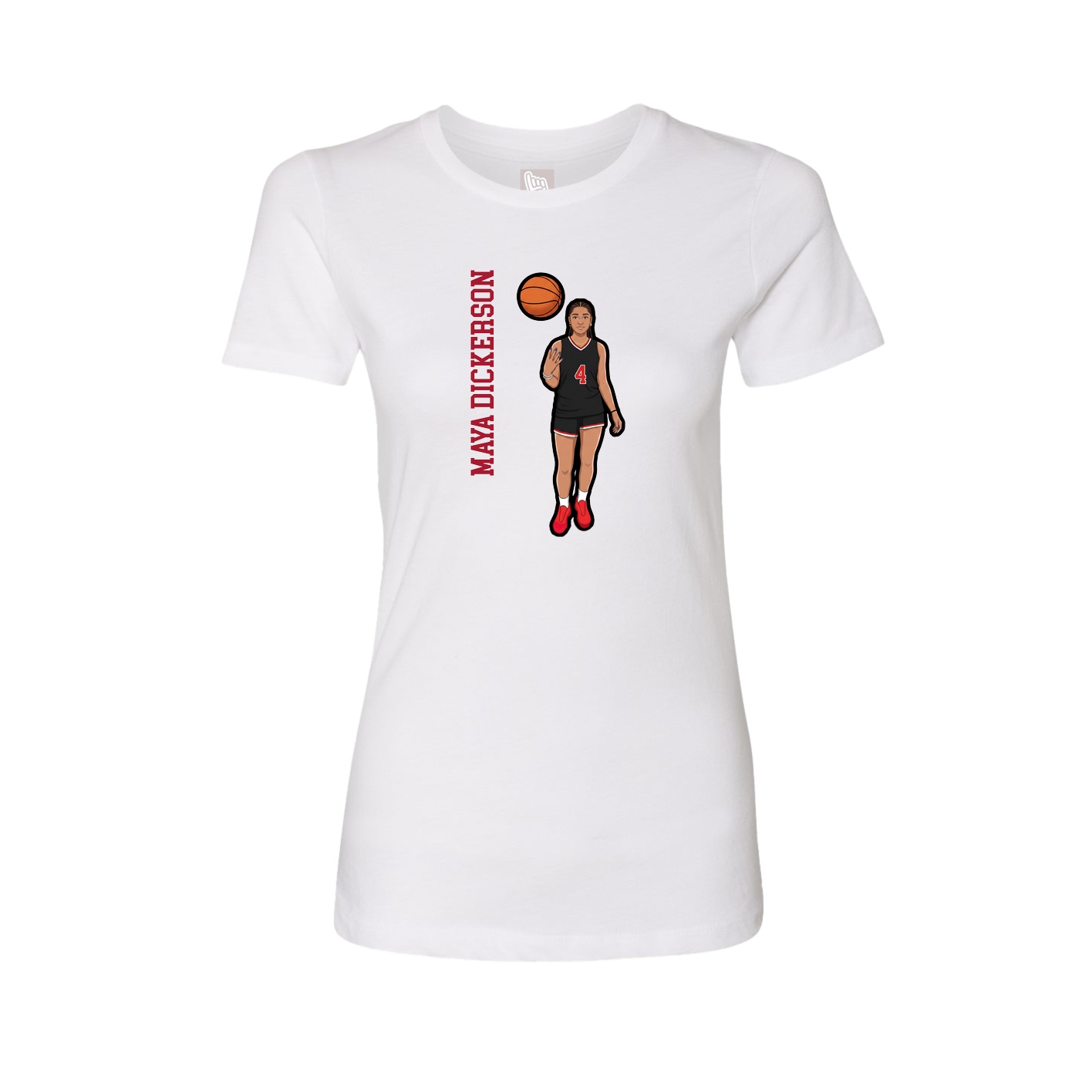 Womens Tee — Name Vertical in White