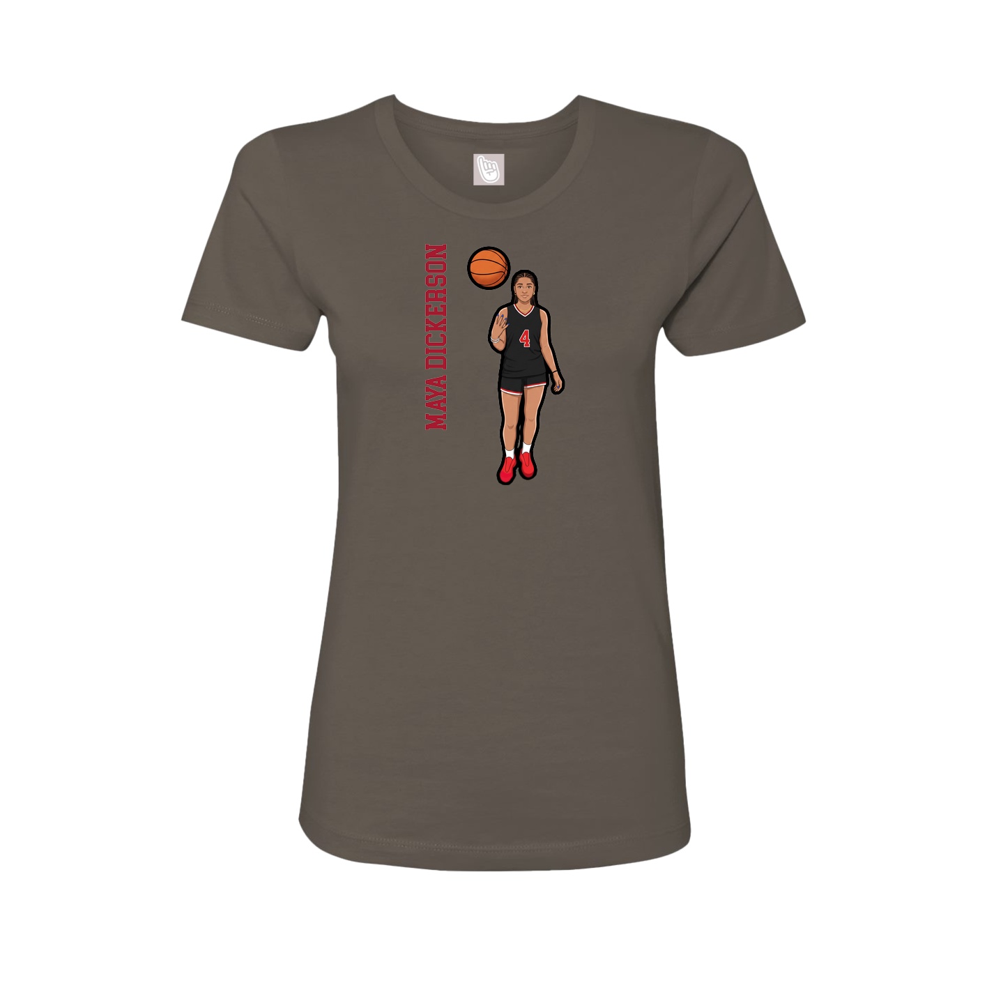 Womens Tee — Name Vertical in Grey