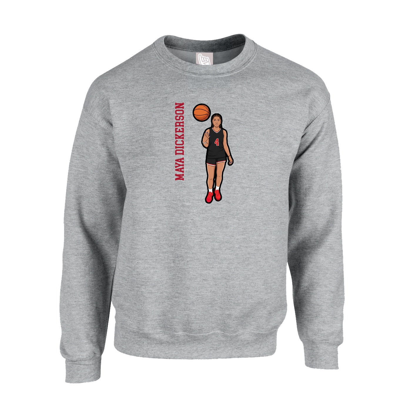 Fleece Crew — Name Vertical in Grey