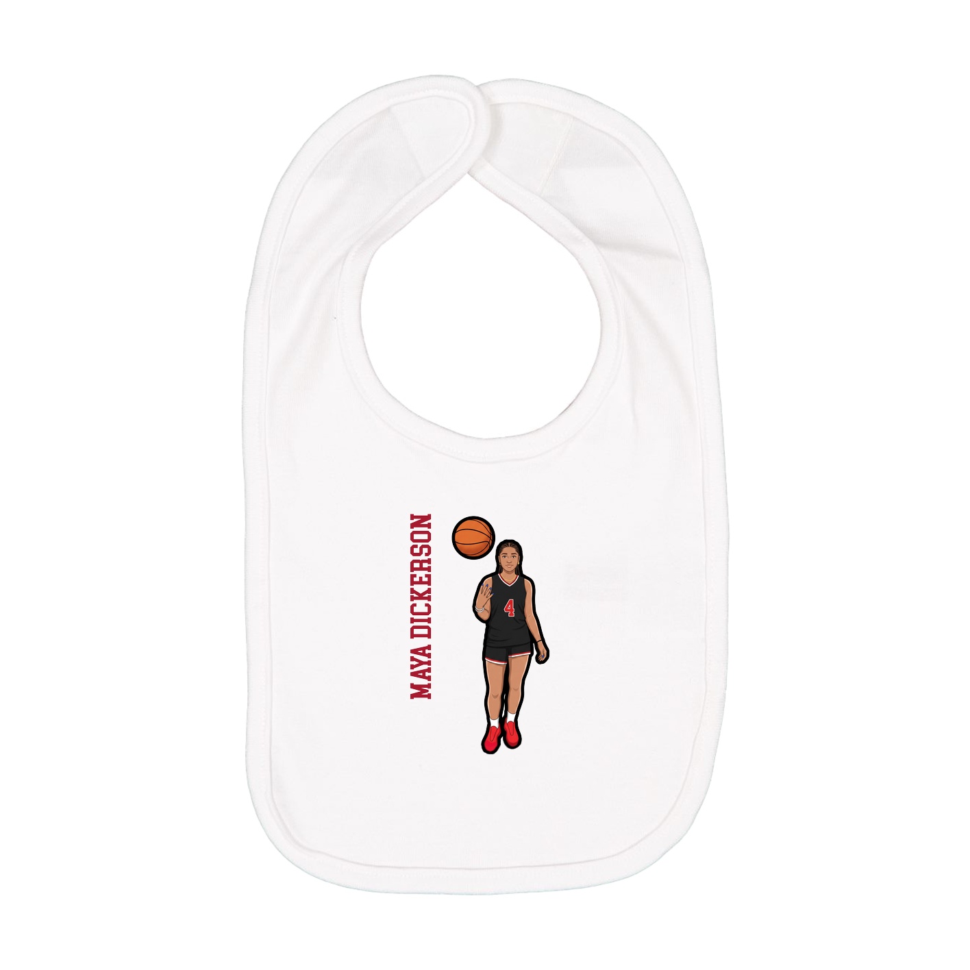 Infant Bib — Name Vertical in White