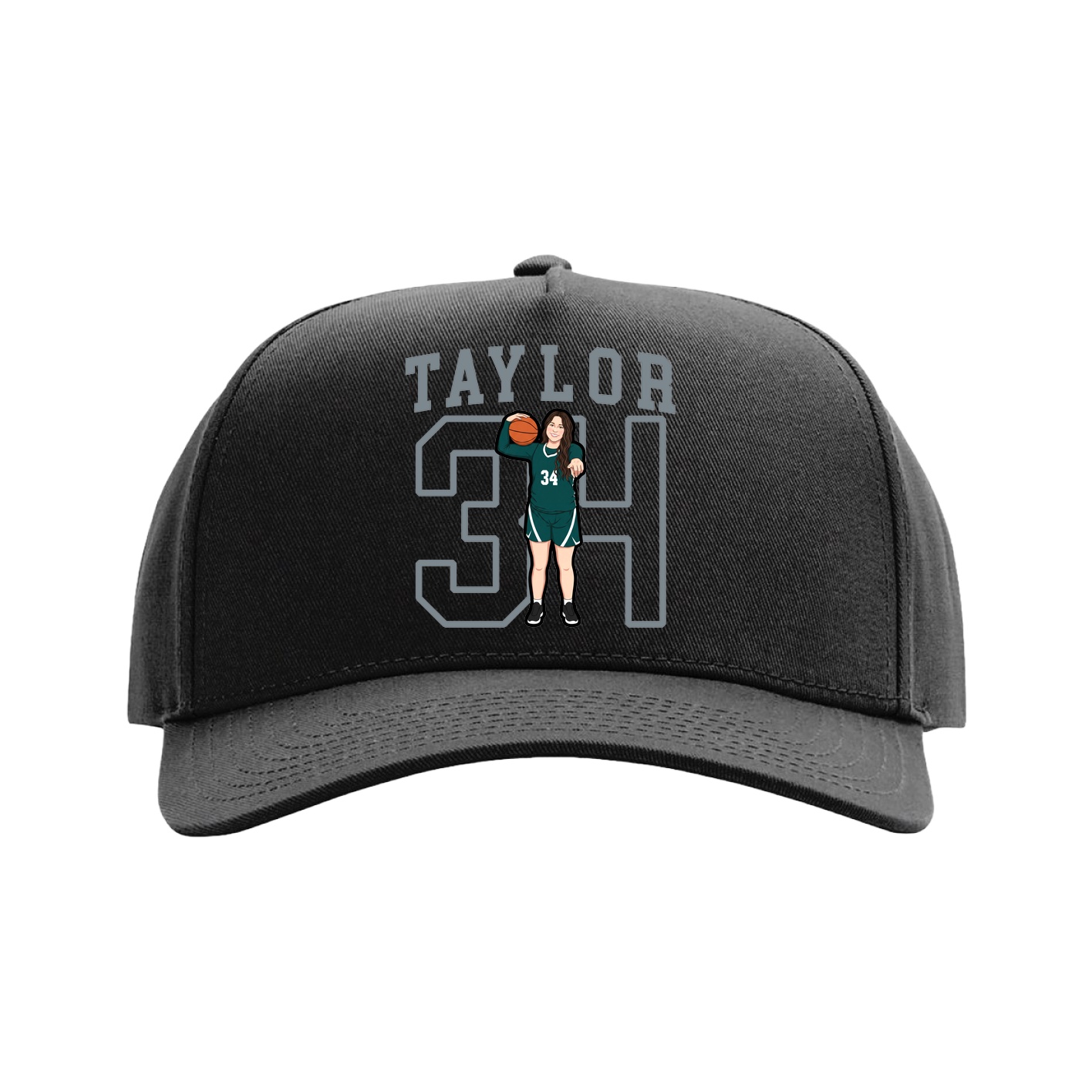 Full Fabric Five-Panel Champ Cap — Shirsey in Black