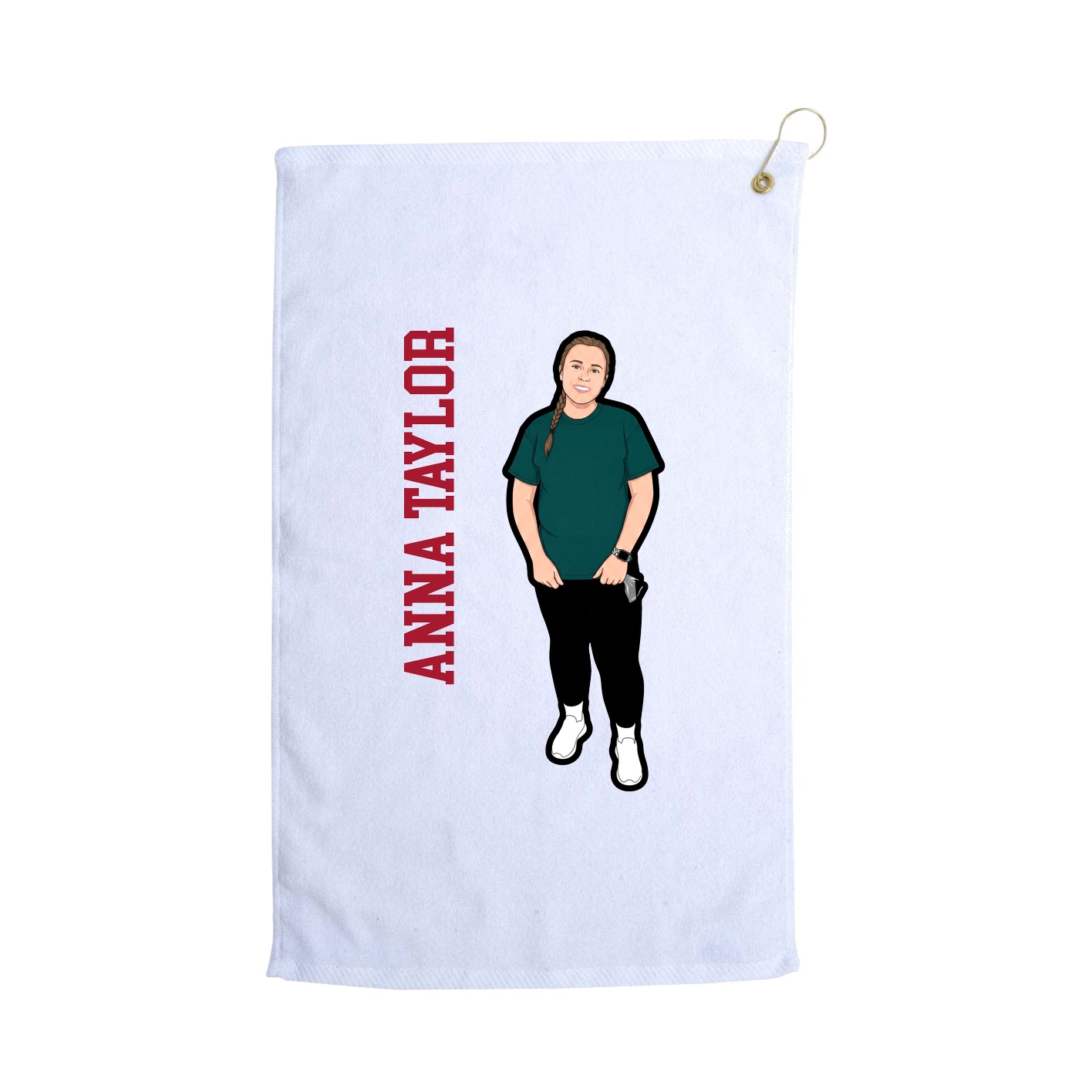 Golf Towel — Name Vertical in White