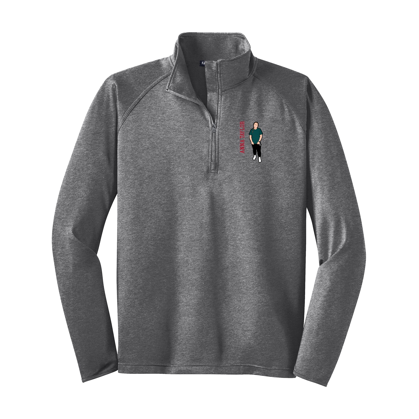 Q-Zip Pullover — Name Vertical in Grey
