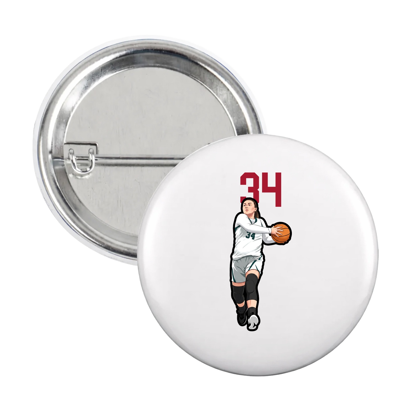Game Day Button — Number Top in White
